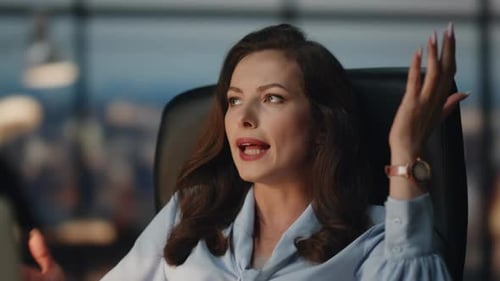 Business Woman Talking in Modern Office