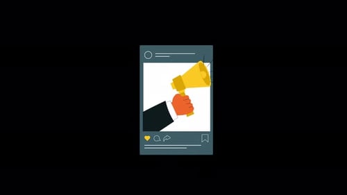 Flat Design Megaphone Social Media Marketing Post Animation