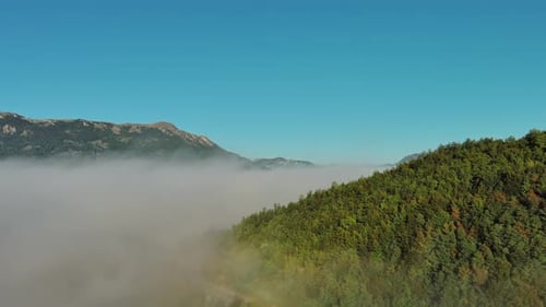Aerial Foggy Mountain Landscape