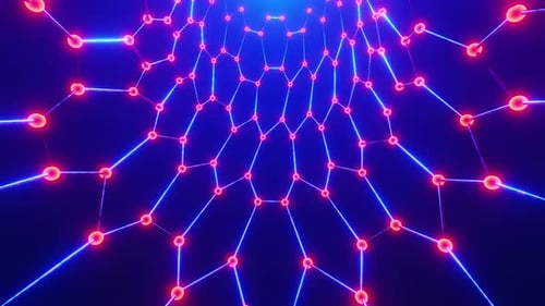 Fond bleu avec un tas de lumières rouges. Animation en boucle