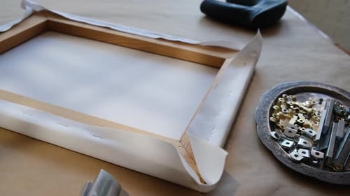 Canvas Framing Preparation Close Up