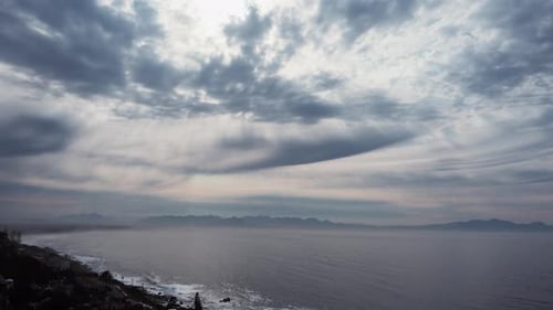 Clouds passing over False Bay ocean, Time Lapse 4K
