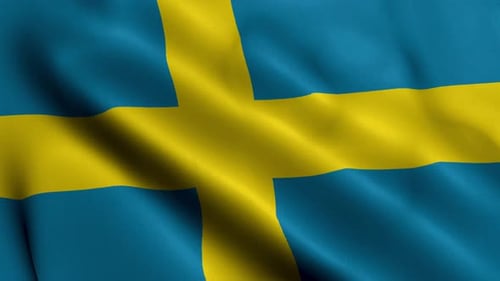 Realistic Waving Swedish Flag Seamless Loop