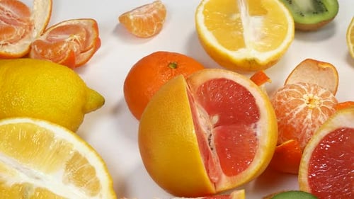 Close Up of Colorful Citrus Fruit Arrangement