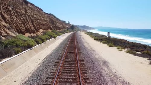 Aerial Over An Amtrak Train Track Delmar