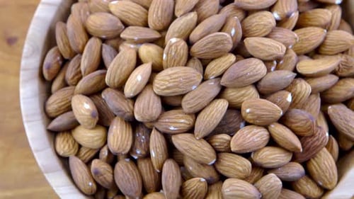 Almond Kernel in a Bowl Background View From Above Healthy Food