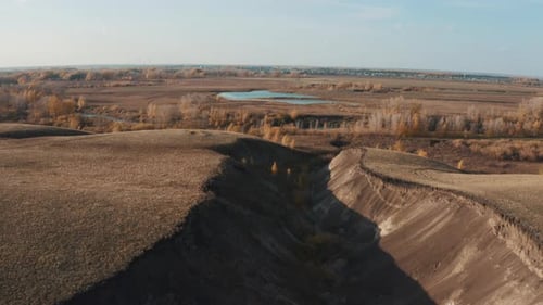 A Deep Ravine In The Steppe In Autumn