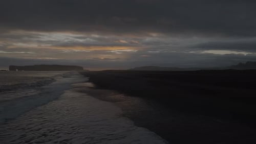 Moody Sunset over Icelandic Coastline