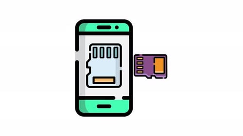 memory card with smartphone icon animation isolated alpha channel