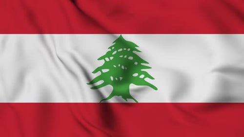 Realistic Lebanon Flag Waving Seamlessly in Wind Animation