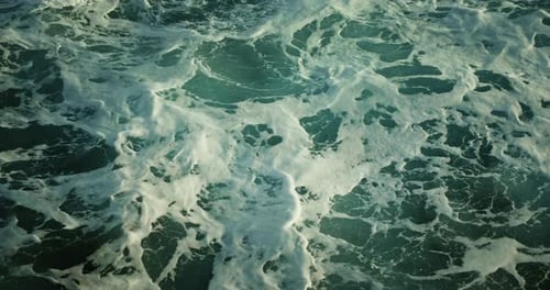 Boiling Ocean Waves Foam Water Background at Storm
