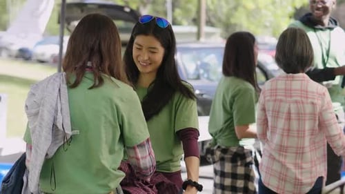 Happy Volunteers at Sunny Clothing Drive