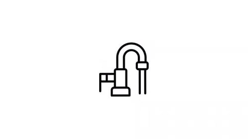 Animated Line Art Faucet with Flowing Water