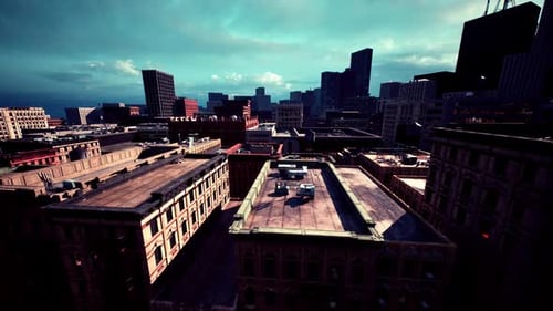 Urban Skyline View From a High Vantage Point During Late Afternoon