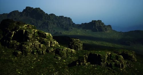 Breathtaking Rocky Landscape Under a Twilight Sky in a Remote Location