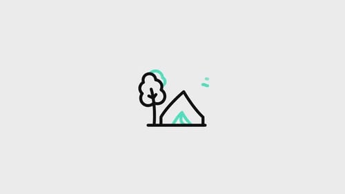 Minimalist Line Art Camping Icon Day to Night Animation