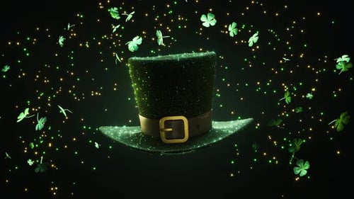 Festive Green Top Hat Adorned with Shamrocks Designed for a Wonderful St Patricks Day Celebration