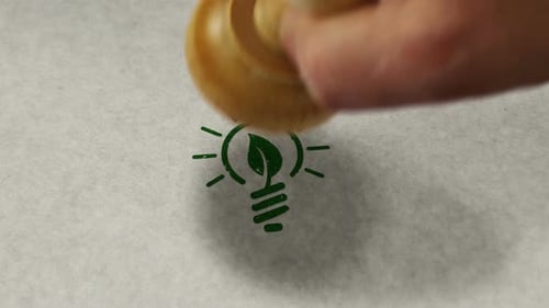 Sello de ideas ecológicas y lazo de estampado