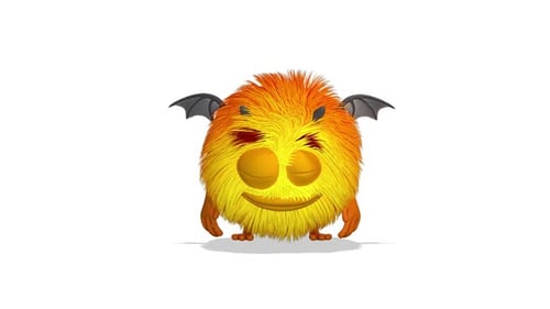 Fuzzy Orange Monster Character Animation Reveals Big Smile