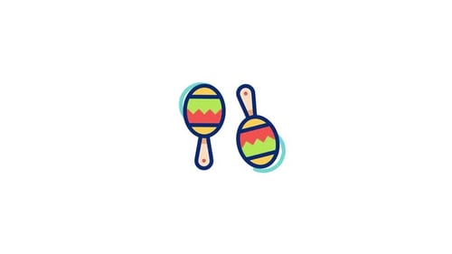 Animated Flat Design Maracas Icon for Music and Celebrations