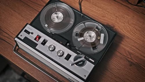 Vintage Reel to Reel Tape Recorder Playing