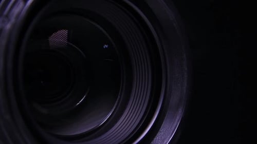 Zooming Video Camera Lens. Macro Close Up.