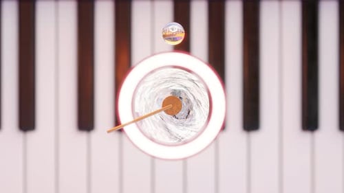 3D Rendering of Dynamic Lever Hitting Ball Against Piano Keys