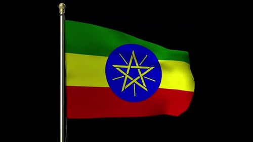 ethiopia flag with pole Waved Looped flag alpha