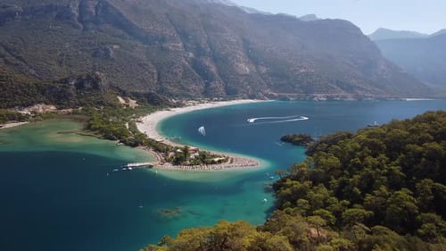 Awesome aerial view of Blue Lagoon in Oludeniz, Turkey