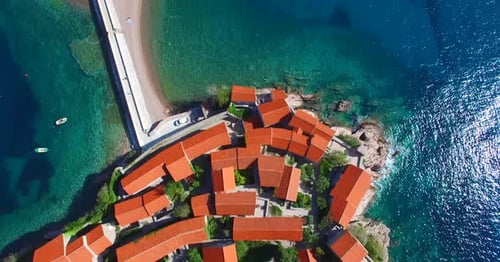 Aerial view of Sveti Stefan island. Sveti Stefan island Montenegro