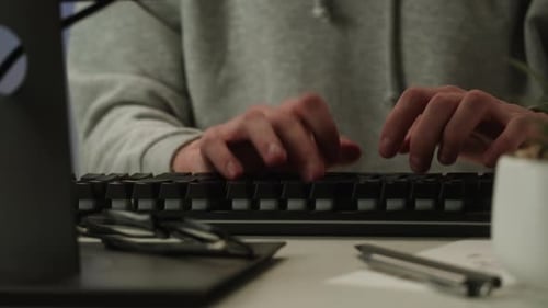 Man Using Computer in Office