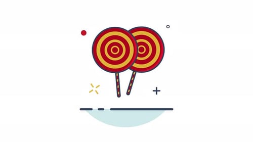 Animated Flat Design Lollipops Icon for Sweet Treats Content