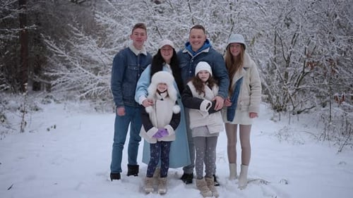 Happy Family Traveling in Winter