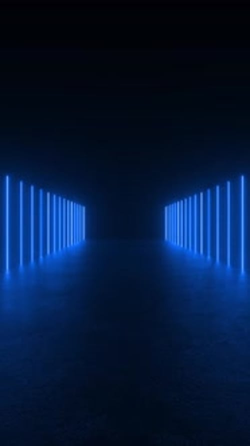 Looping Futuristic Neon Blue Light Tunnel Background