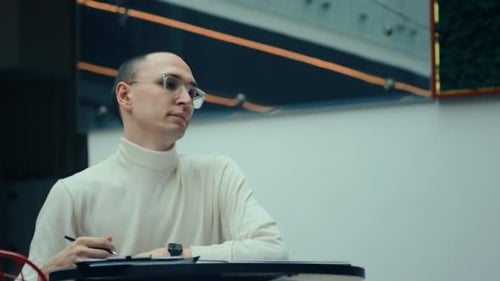 Office Employee Doing Paperwork and Dancing at Workplace