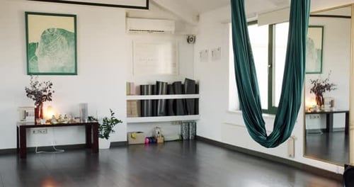 Exercising and Stretching Healthy Lifestyle in Fitness Studio