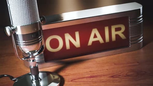 Mikrofon und an Bord: Vintage Radio Podcast Broadcasting Studio