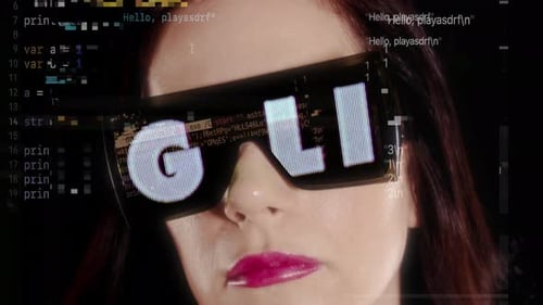 Frau mit Videobrille mit Live-Streaming