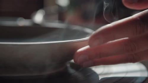 Wok with Flame on Stove for Cooking