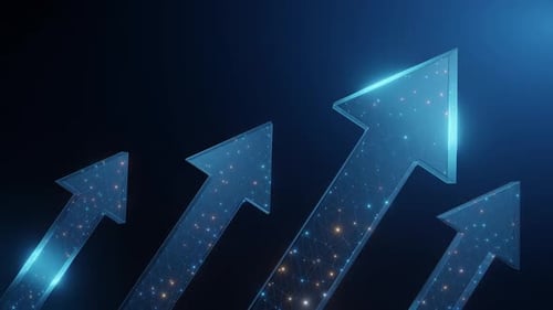 Multiple digital arrows symbolizing business growth and success
