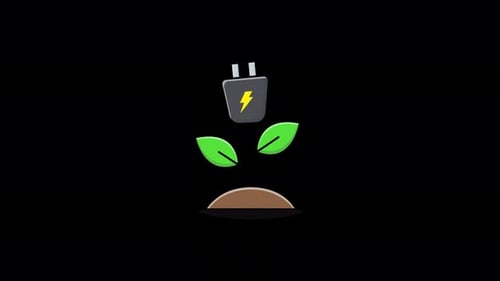 Animated Green Energy Plug and Leaf Icon