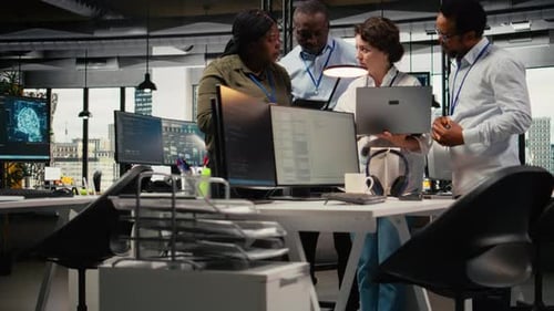 Engineering Team Working Together in Office Using AI Specialized Hardware