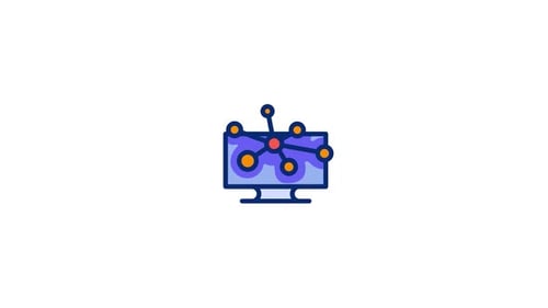 Animated Computer Network Icon for Technology and Data
