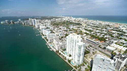 Downtown Miami Flyover by Aerial Drone Above