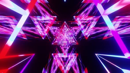 Neo Purple Triangle Space Tunnel Multicolored Vj Loop Animation Background