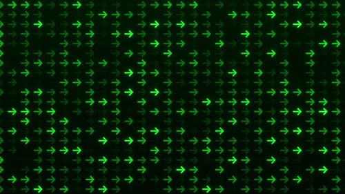 Grüne Neonpfeilanimation — Leuchtender futuristischer digitaler Richtungshintergrund