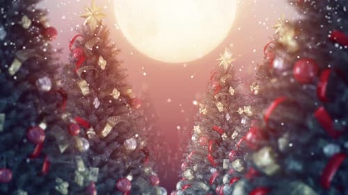Christmas Tree and Moon Light Loop 4K
