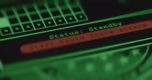 Iniciar ataque de força bruta: botão vermelho piscando