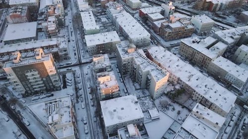 Aerial view of a snow covered Brooklyn