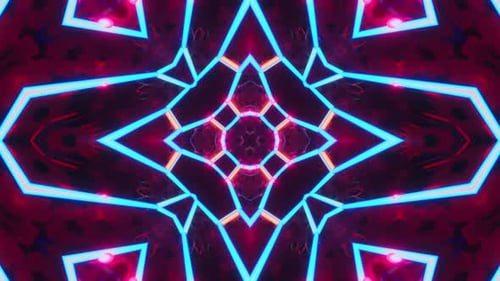 Very colorful and abstract design with star in the center. Kaleidoscope VJ loop